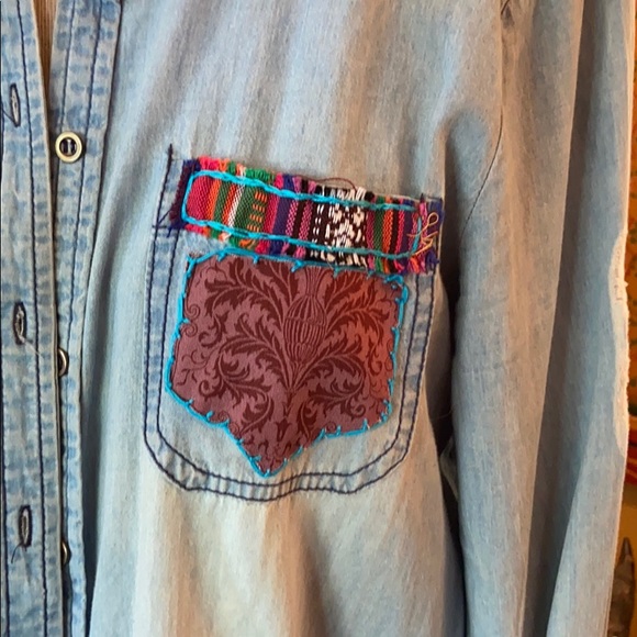 Copper Feather Design chambray duster L - Picture 5 of 6